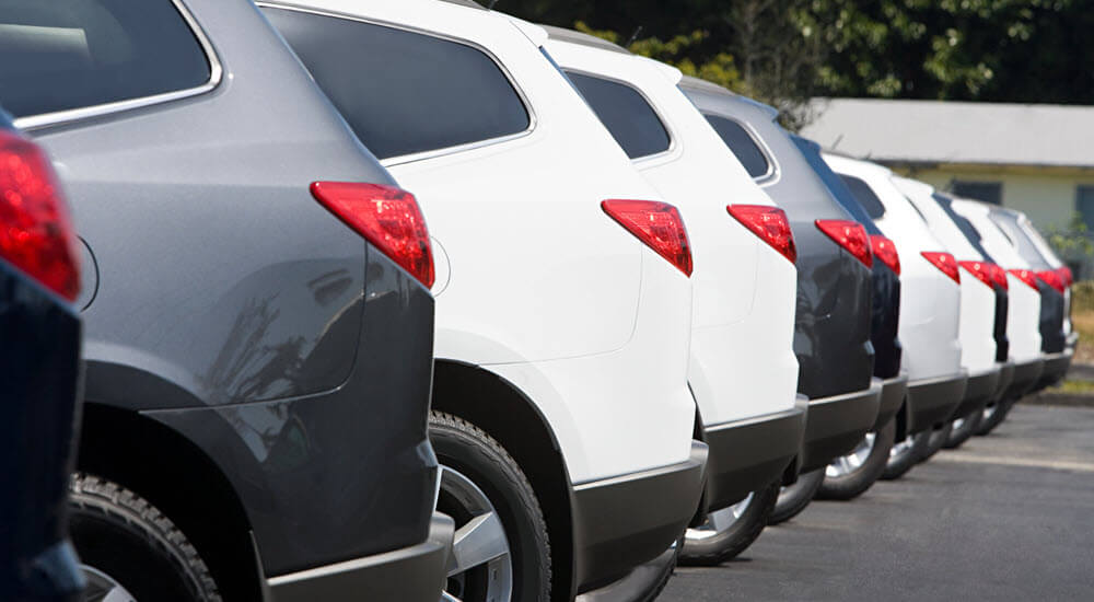 Parked cars in a row